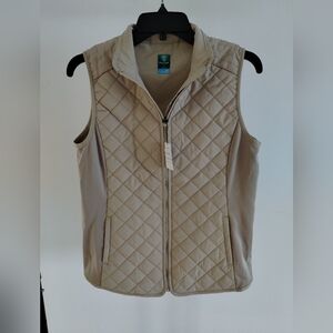 Mens Golf Vest Shirt Pro Tour Coolplay Cream Beige Size Small Full Zip Sleeveles